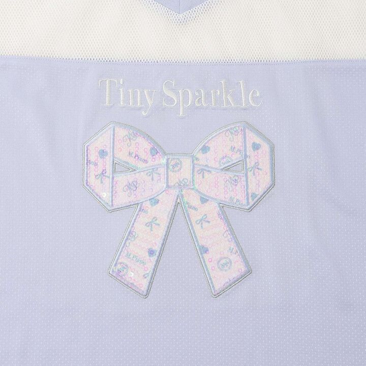 [Quick-Dry Absorbent] [Cool Touch] Mesh Docking Ribbon Appliqu&eacute; T-Shirt & Tank Top Set,Lavender, medium image number 4