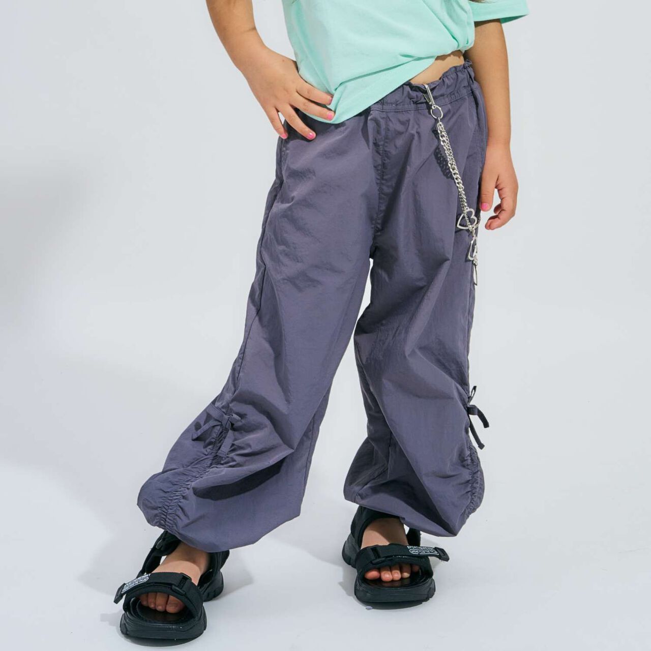 Drawstring Easy Pants,Charcoal gray, large image number 0