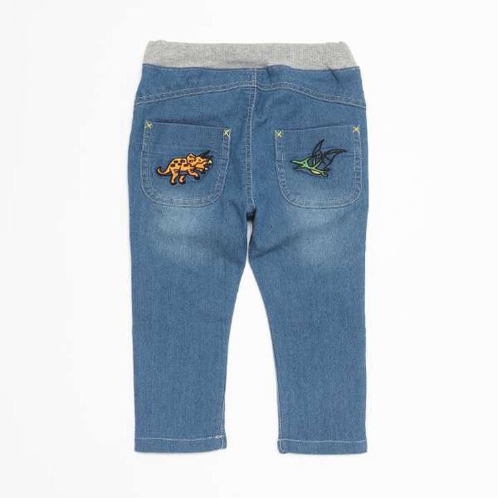 Dinosaur Embroidery Long Tapered Pants,Navy, medium image number 1