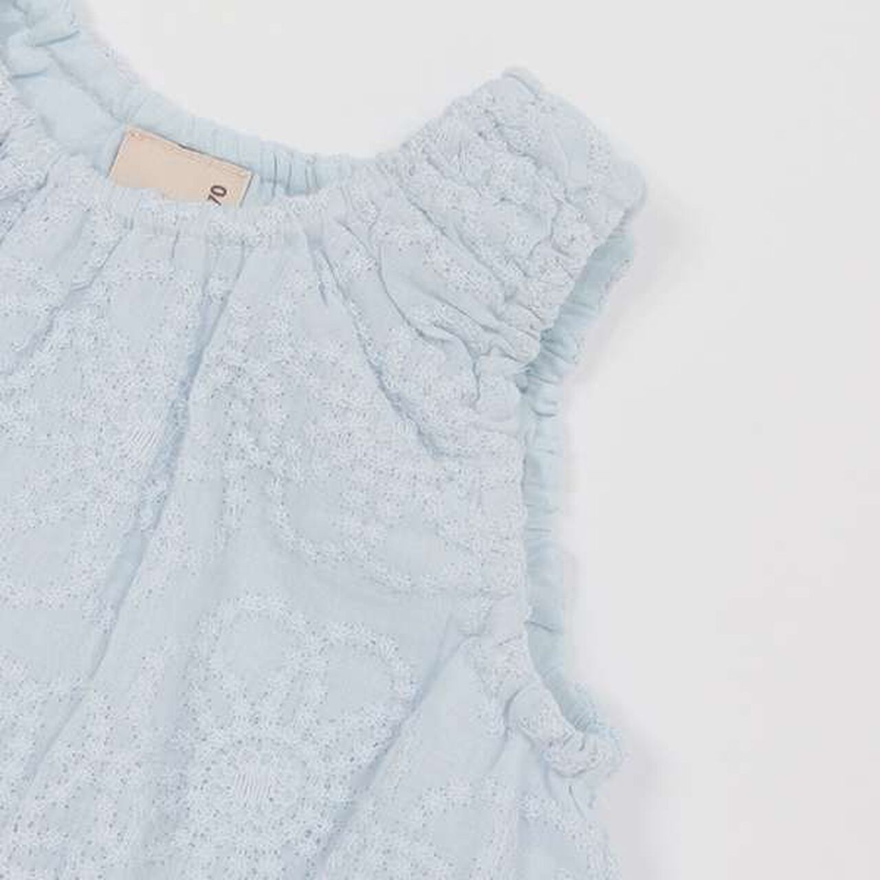 Lace Balloon One-Piece Dress,Sax blue, large image number 3