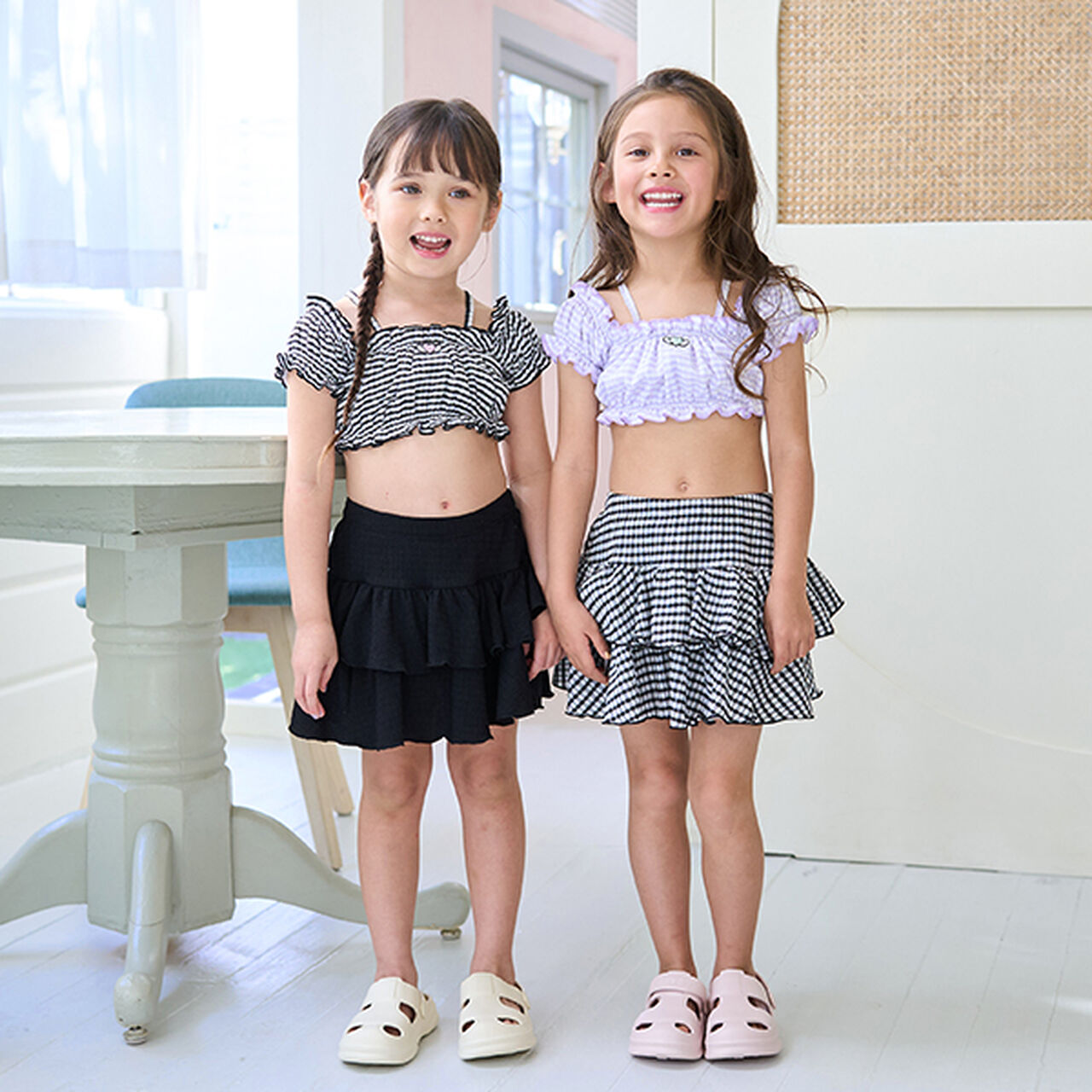 [SWIM] [UV Processing] Gingham Check Gathered Two-Piece Set,Black, large image number 21