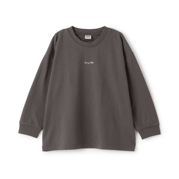 [USA Cotton] Back Photo Wide Long Sleeve T-Shirt,Charcoal gray, medium image number 0