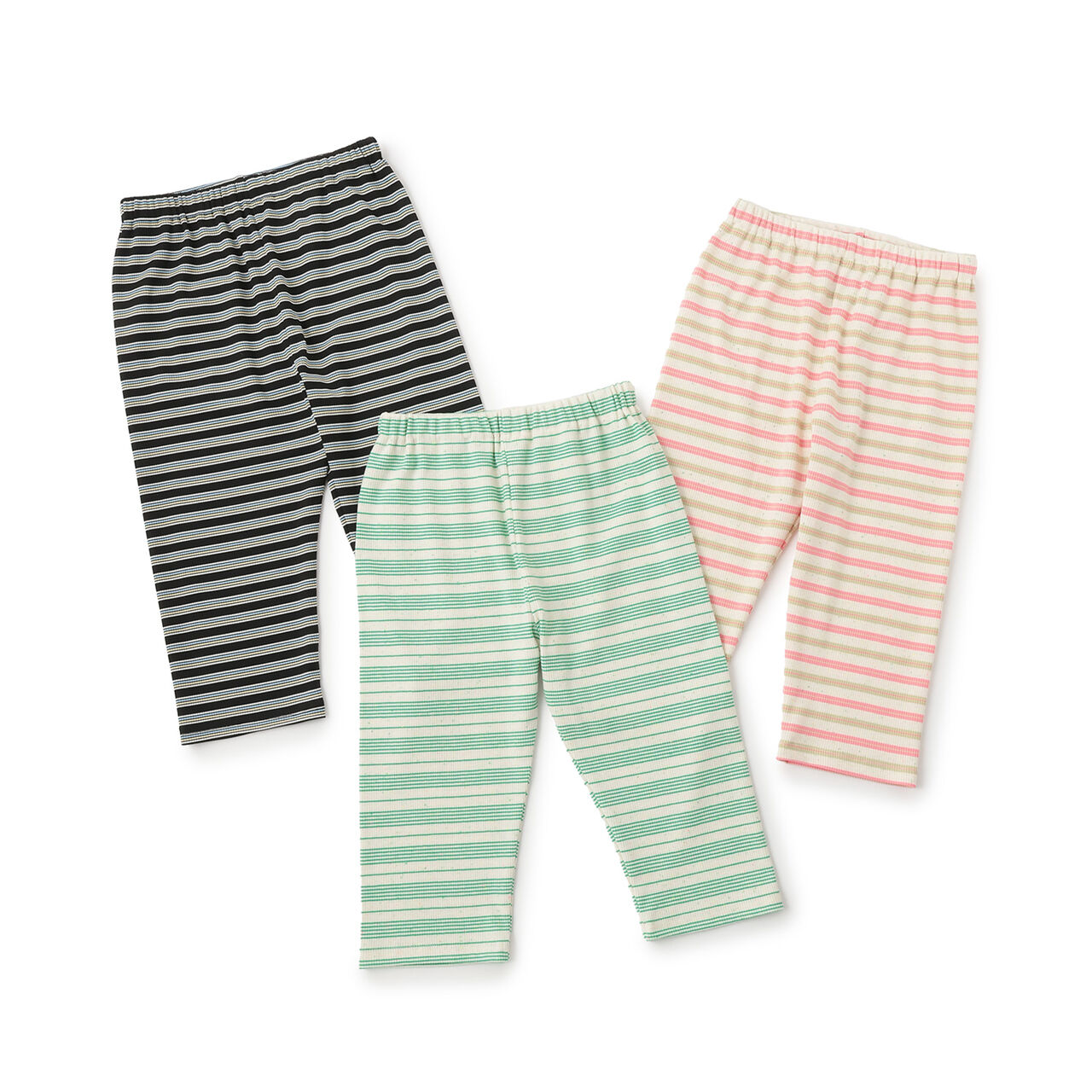 [365D] Rib Stripe Pattern 6-Length Leggings,Black, large image number 7