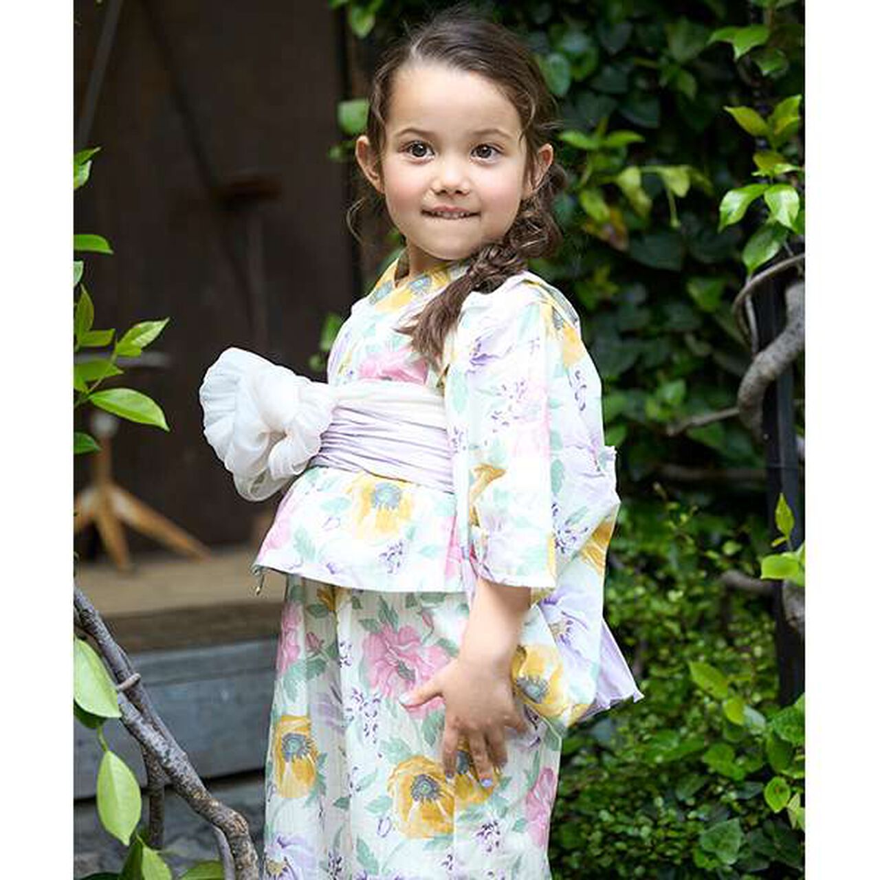 Large Floral Pattern 2 WAY Yukata,Cream, large image number 2