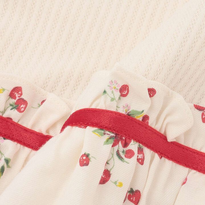 Wild Strawberry Long-Sleeve Balloon One-Piece Dress [Organic] [Made in Japan],Pearl white, medium image number 11