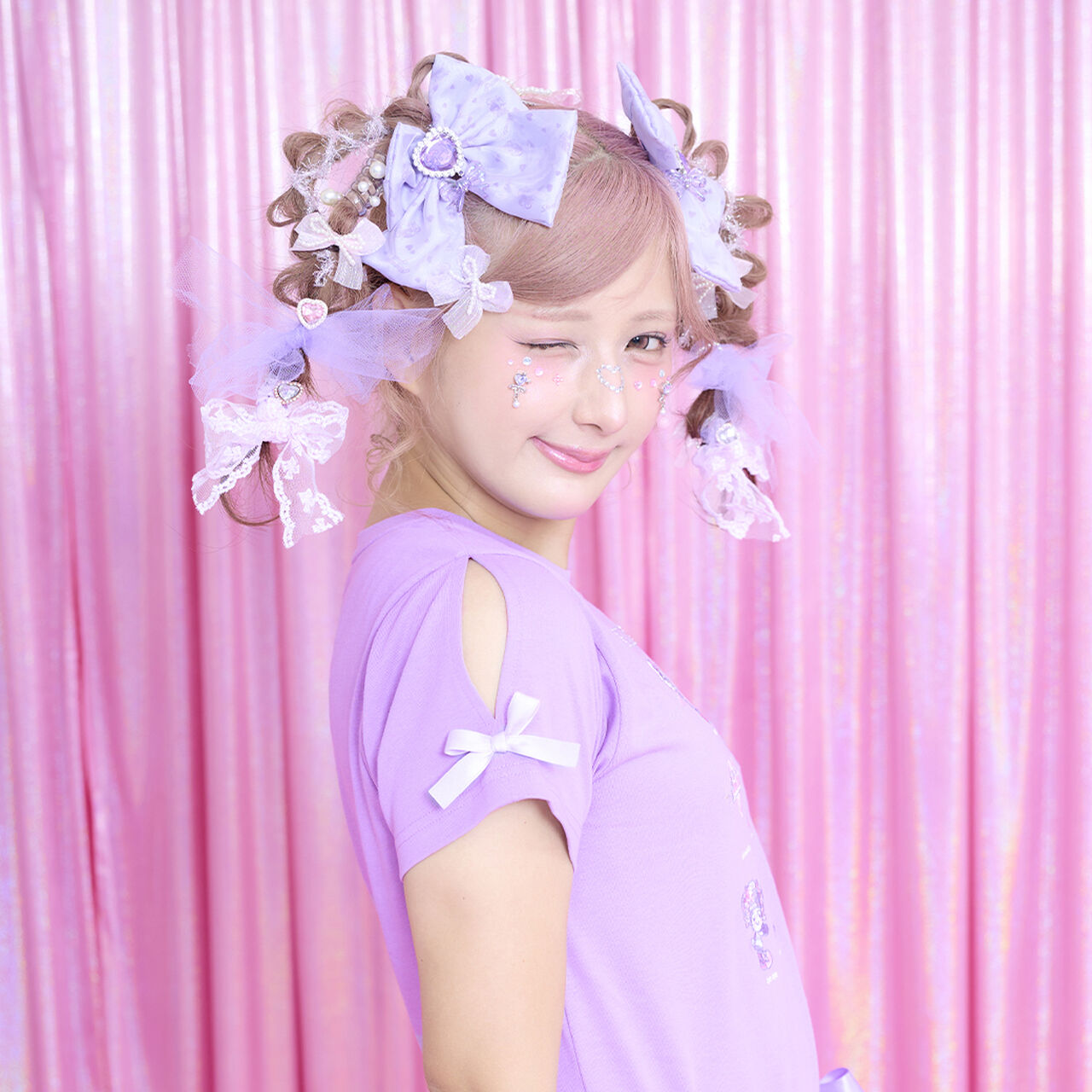 Shinako-chan Ribbon Hair Clip Set (2 Pieces),Lavender, large image number 9