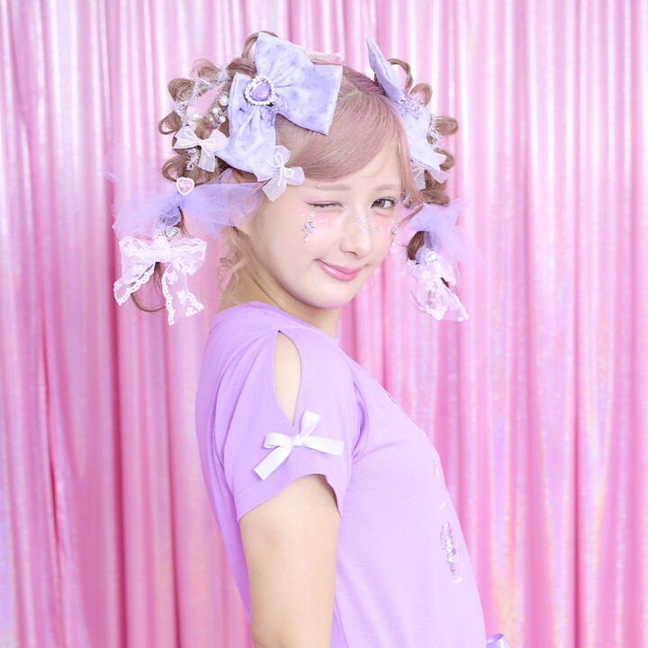 Shinako-chan Ribbon Hair Clip Set (2 Pieces),Lavender, medium image number 9