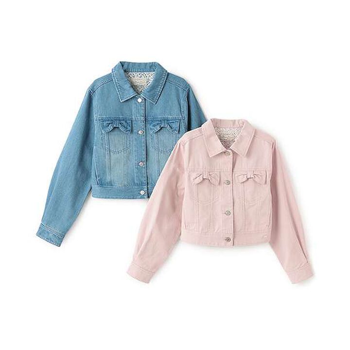 Ribbon Flap Denim Jacket,Pink, medium image number 13