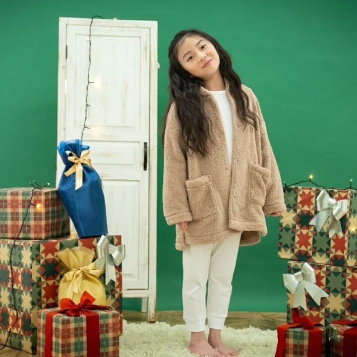 Fluffy Fleece Hoodie,Beige, medium image number 2