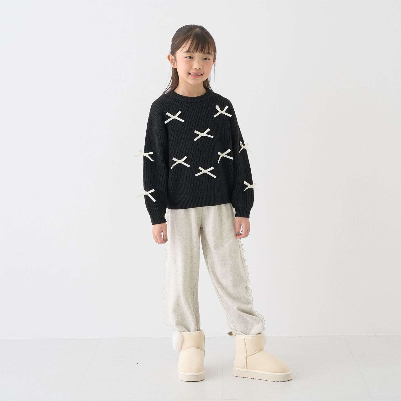 [Soft Knit] [Machine Washable] Ribbon Sweater,Ivory, large image number 3