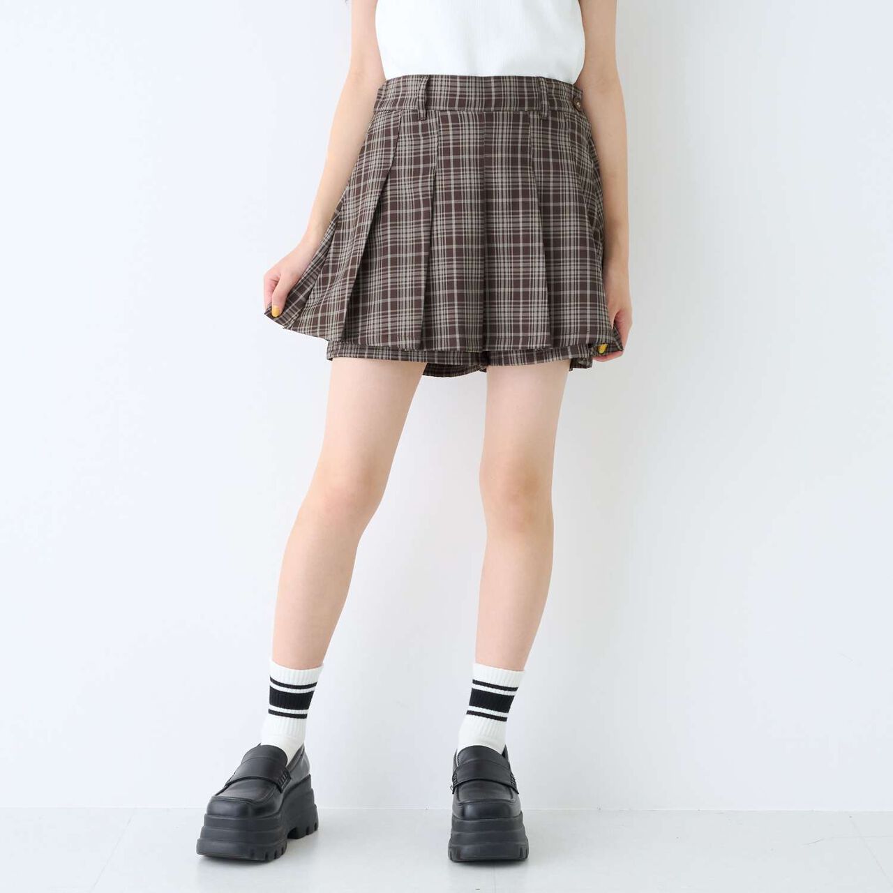 [LTXC] Stylish Flattering Micro Mini Skirt-Shorts,Brown, large image number 1