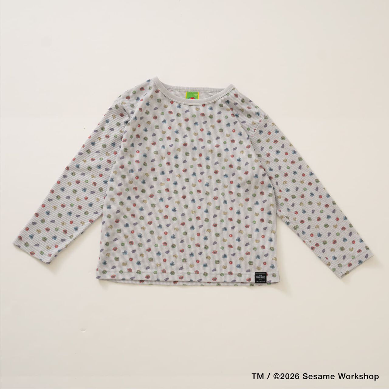 [Sesame Street x Fruits] Waffle Pajamas,Top gray, large image number 4