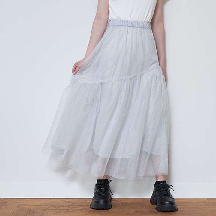 Glitter Tulle Tiered Skirt,Black, medium image number 17