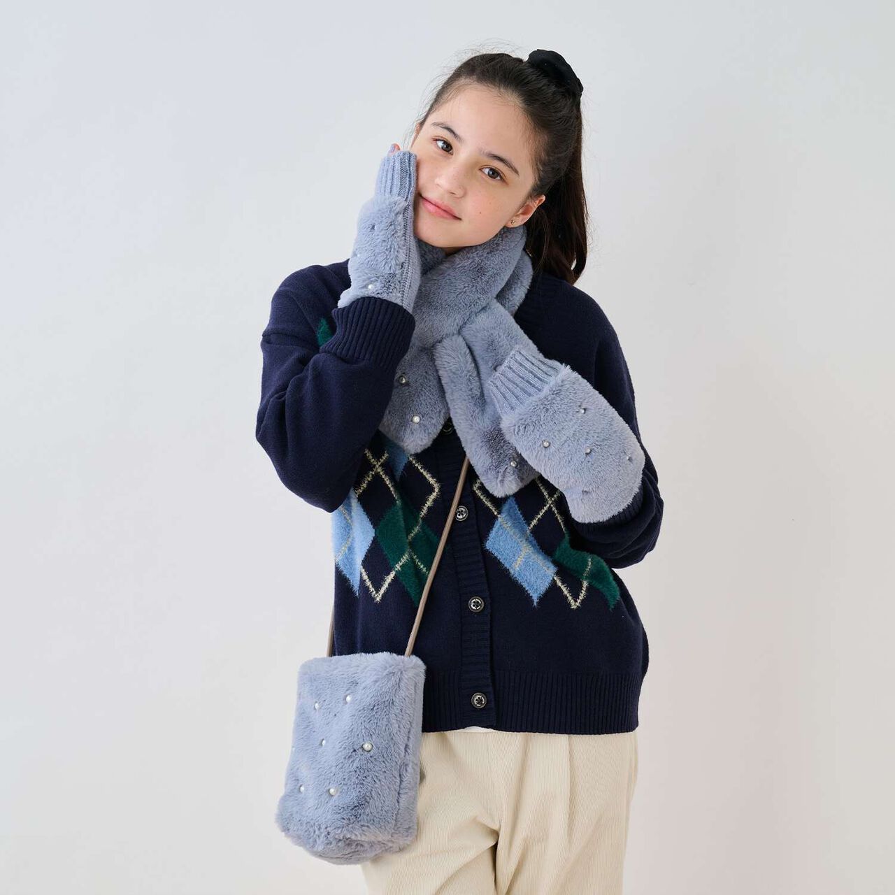 Faux Fur Mini Shoulder Bag,Ivory, large image number 7