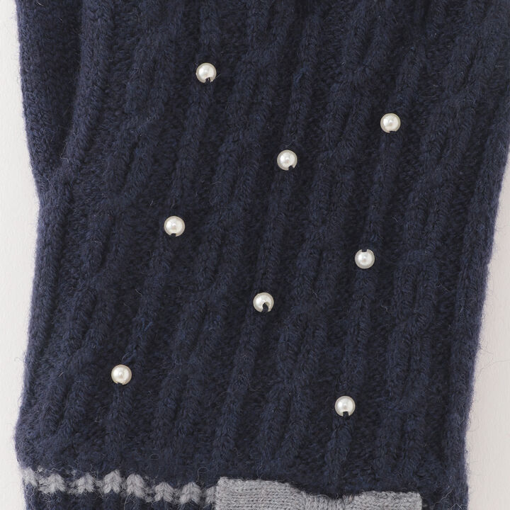 Cable Pattern Gloves with Shaggy Lining,Medium gray, medium image number 2