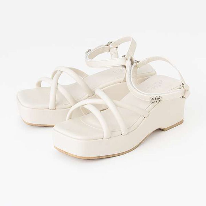 Woven Platform Sandals,Ivory, medium image number 0