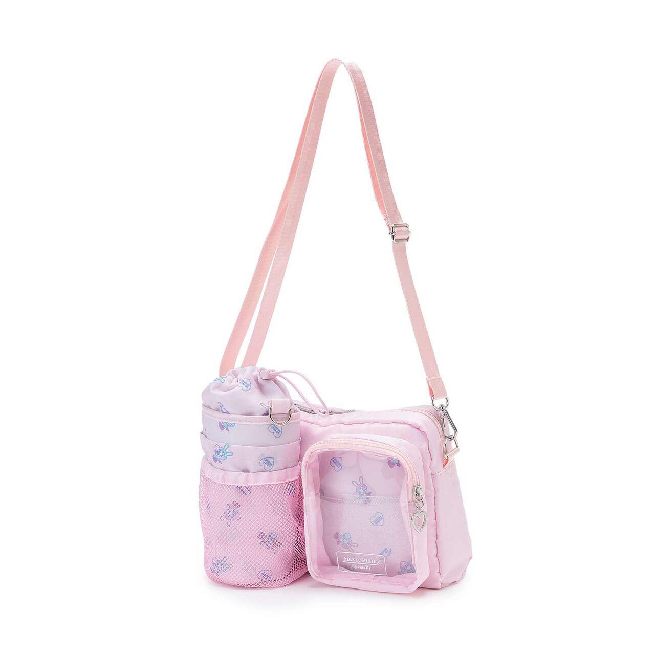Berrie-chan Print Shoulder Bag with Bottle Holder,Pink, large image number 0