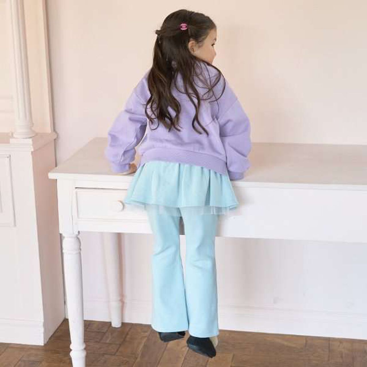 Tomo Pants with Gathered Skirt and Wool Lining Flare Pants,Mint, large image number 20