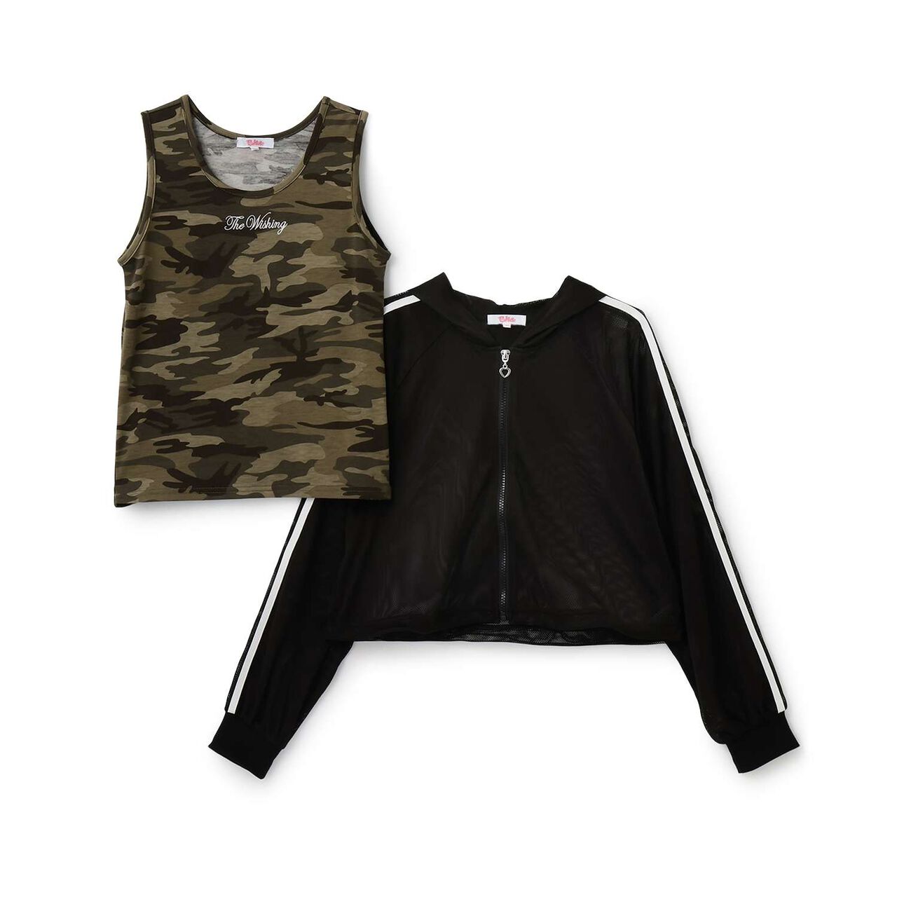 [3WAY] Mesh Hoodie & Camouflage Tank Set,Off white, large image number 13