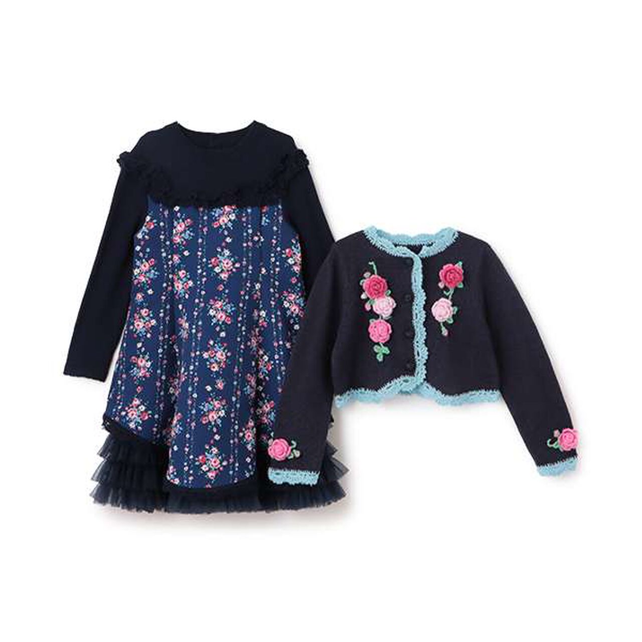 35th Rose Pattern Dress & Bolero Set,Pink, large image number 9