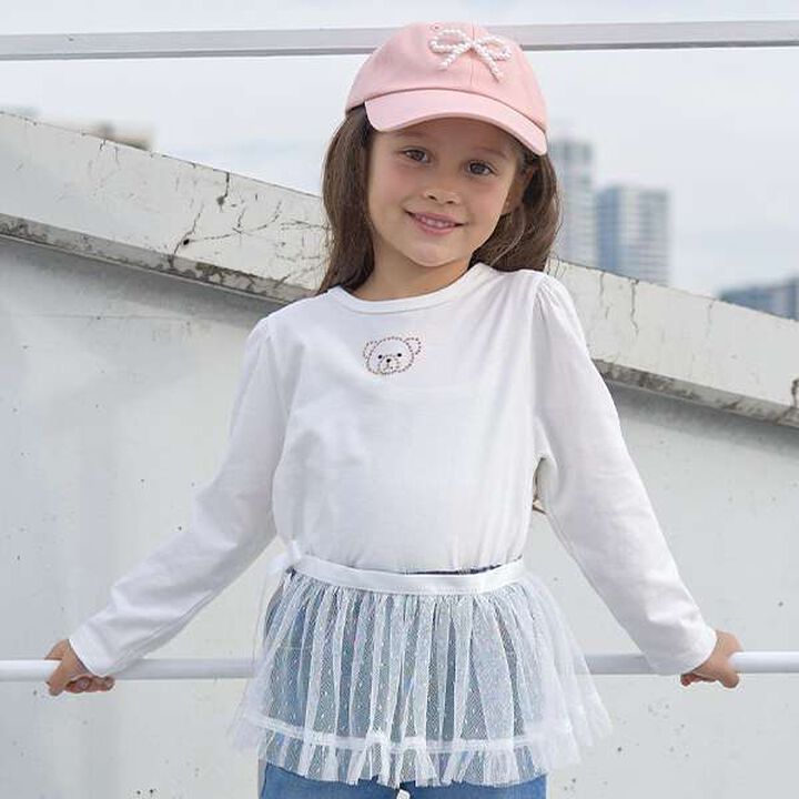 Soft Cotton Assorted Line Stone Motif Puff A-Line T-Shirt,Cream, medium image number 20