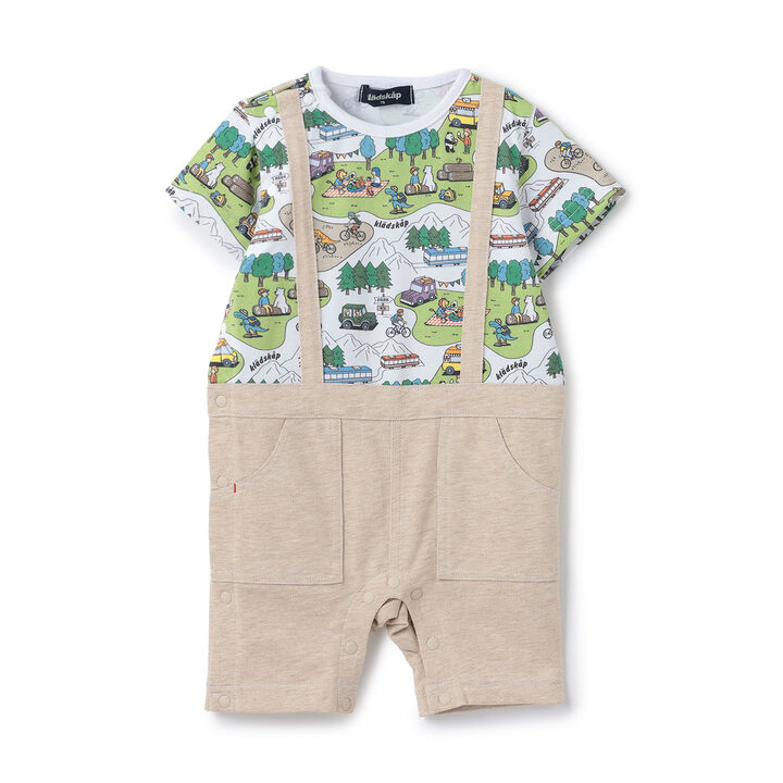 Picnic Print Short-Sleeve Coverall,, medium