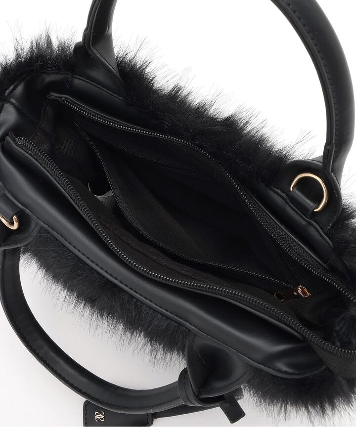 Faux Fur 2 WAY Bag,Black, medium image number 10