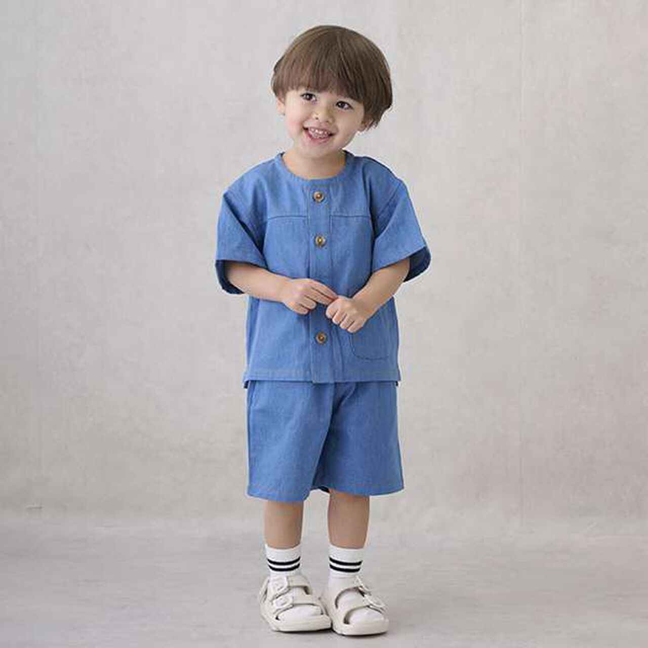 Woven Short-Sleeve Outfit Set,Striped, large image number 18