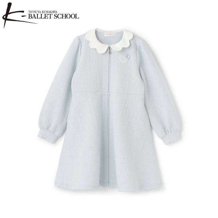 Ballet Scallop Trim Front-Opening Jacquard One-Piece Dress,, medium