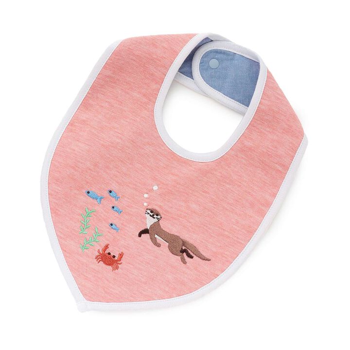 Otter Embroidery Bib,Red, medium image number 0