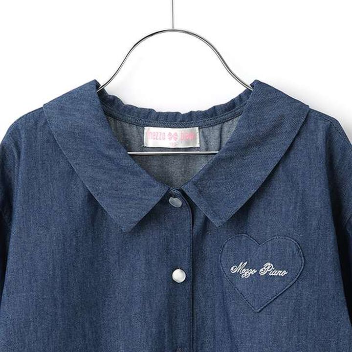 Frill Shirt & Petite High Short-Sleeve T-Shirt Set,Navy, medium image number 13