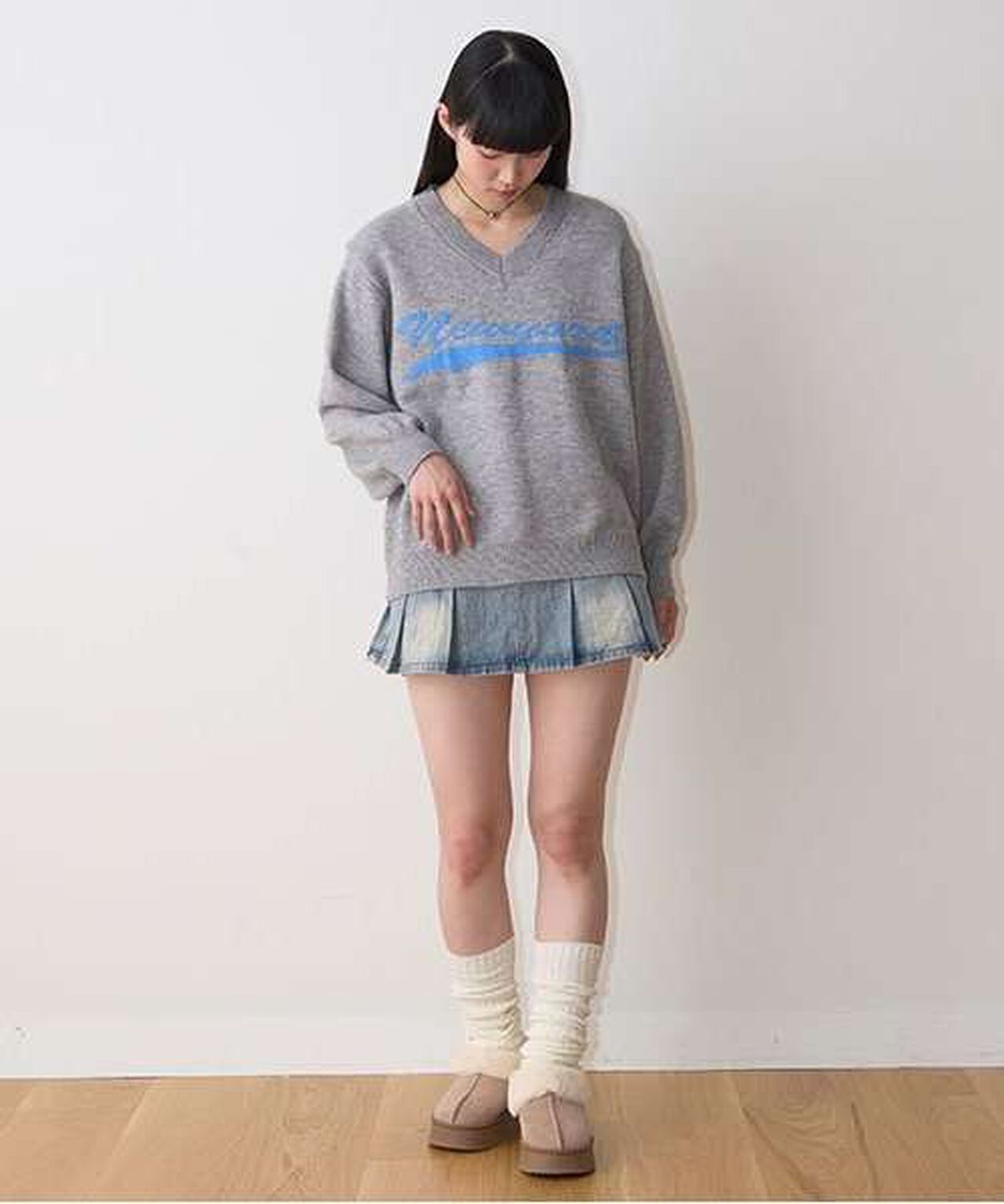 New York V-Neck Knitwear,Gray, large image number 1