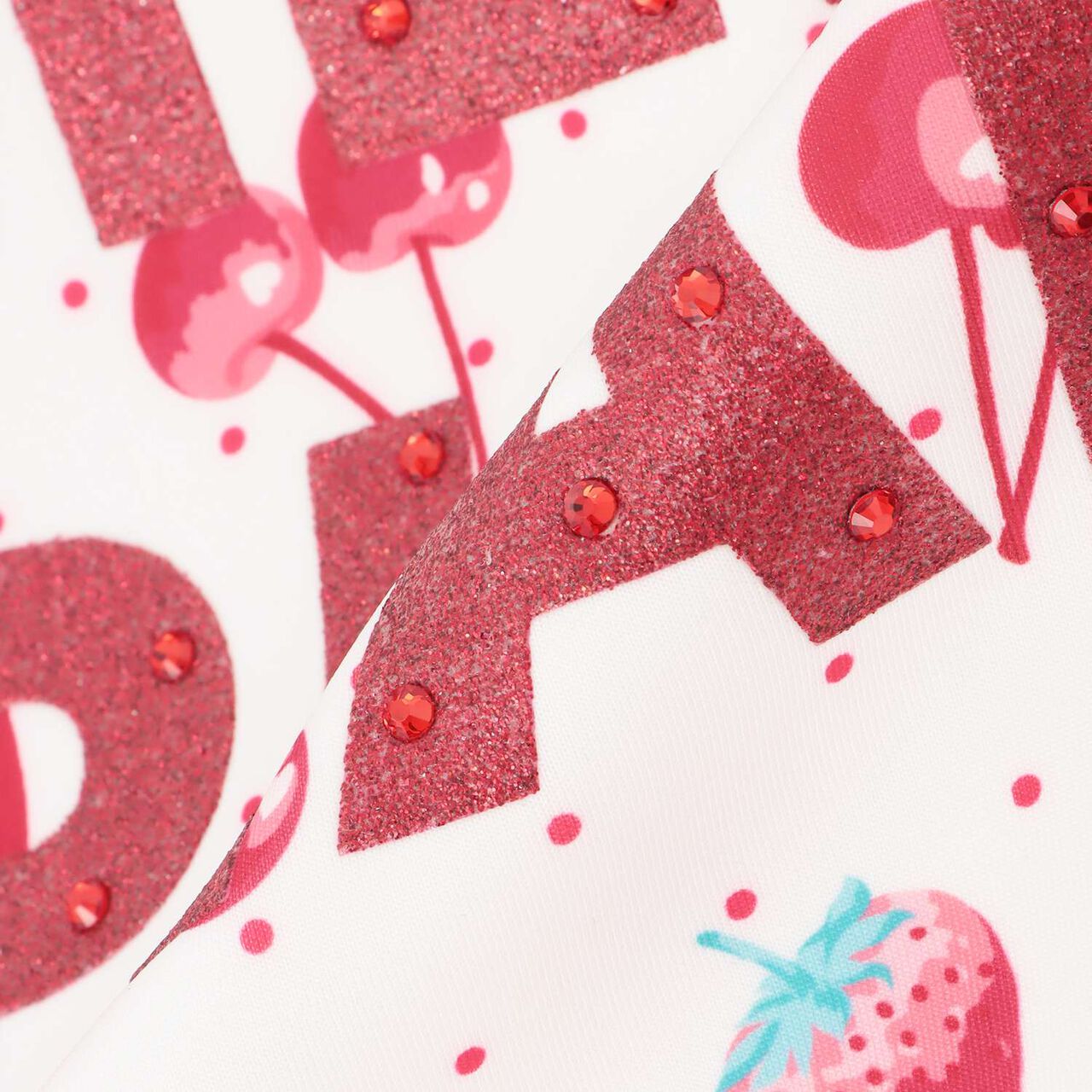 Strawberry Cherry Pattern Lace Sleeve Jersey,Black, large image number 6