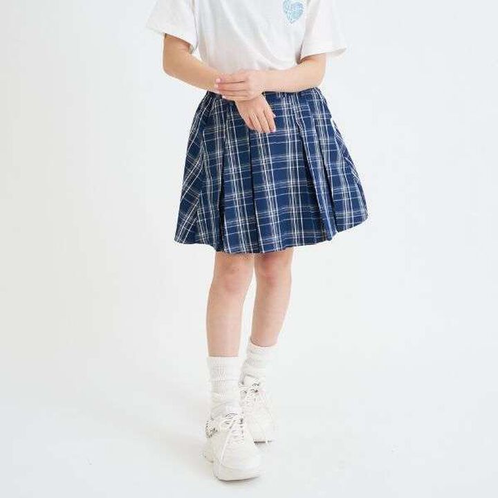 Checkered Front Pleated Skirt,, medium