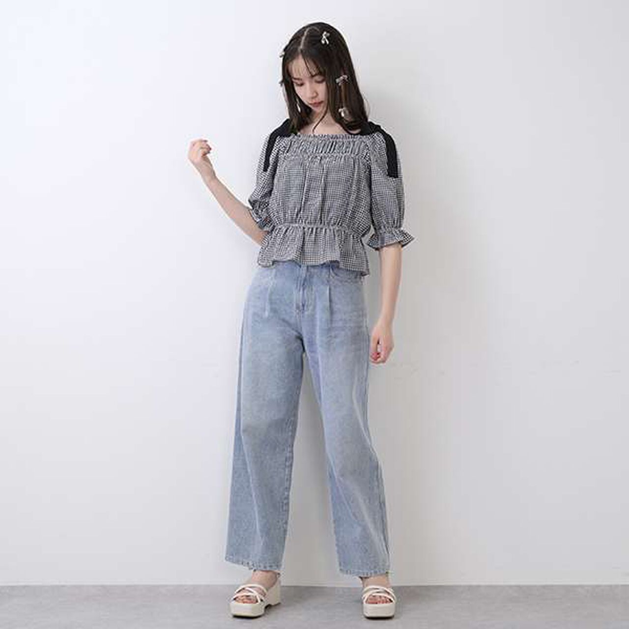 Woven Platform Sandals,Ivory, large image number 2