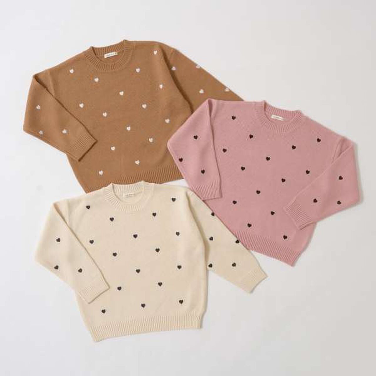 Heart & Flower Embroidered Sweater Set,Cream, large image number 12