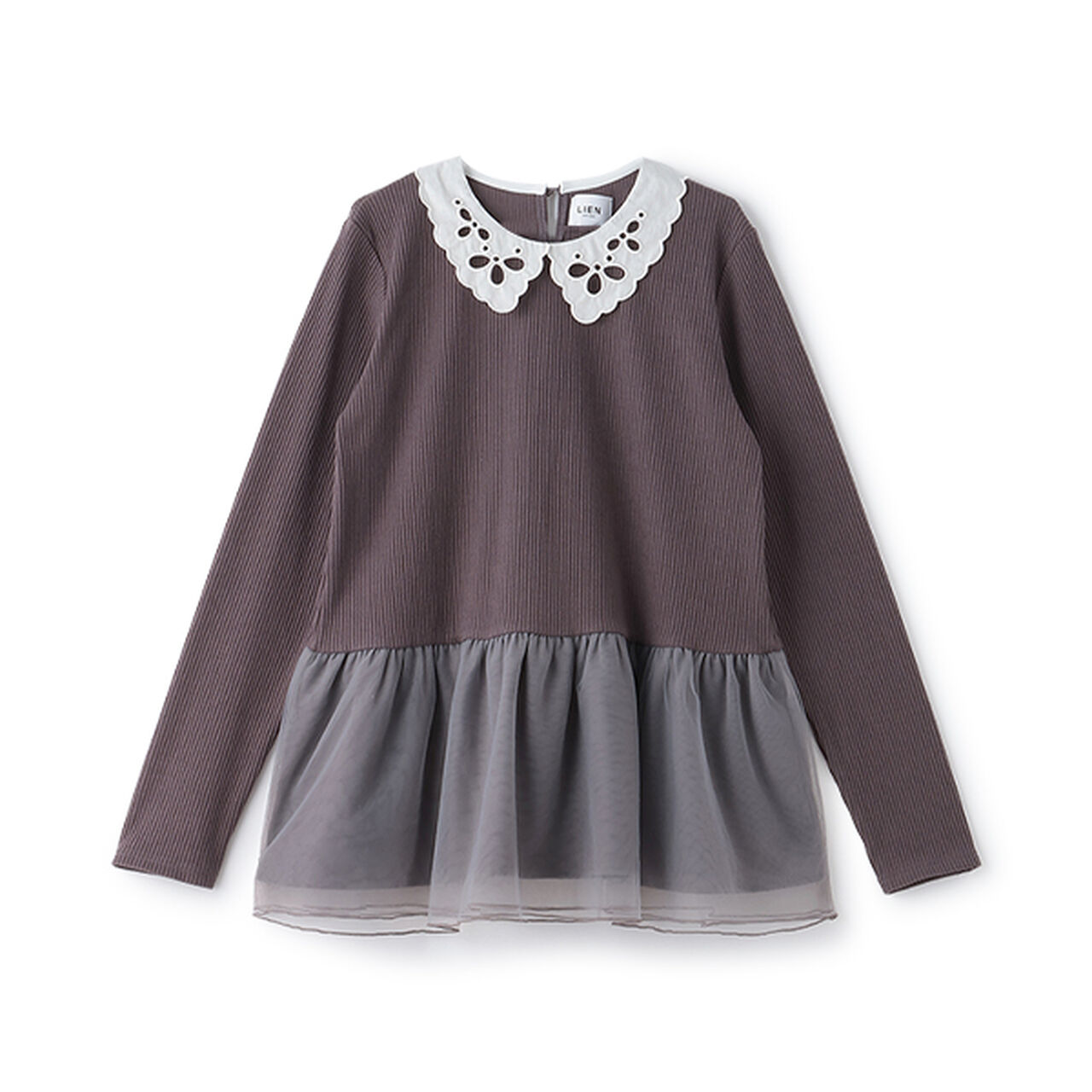 [Link] Lace Collar Tulle Tunic,Light pink, large image number 9