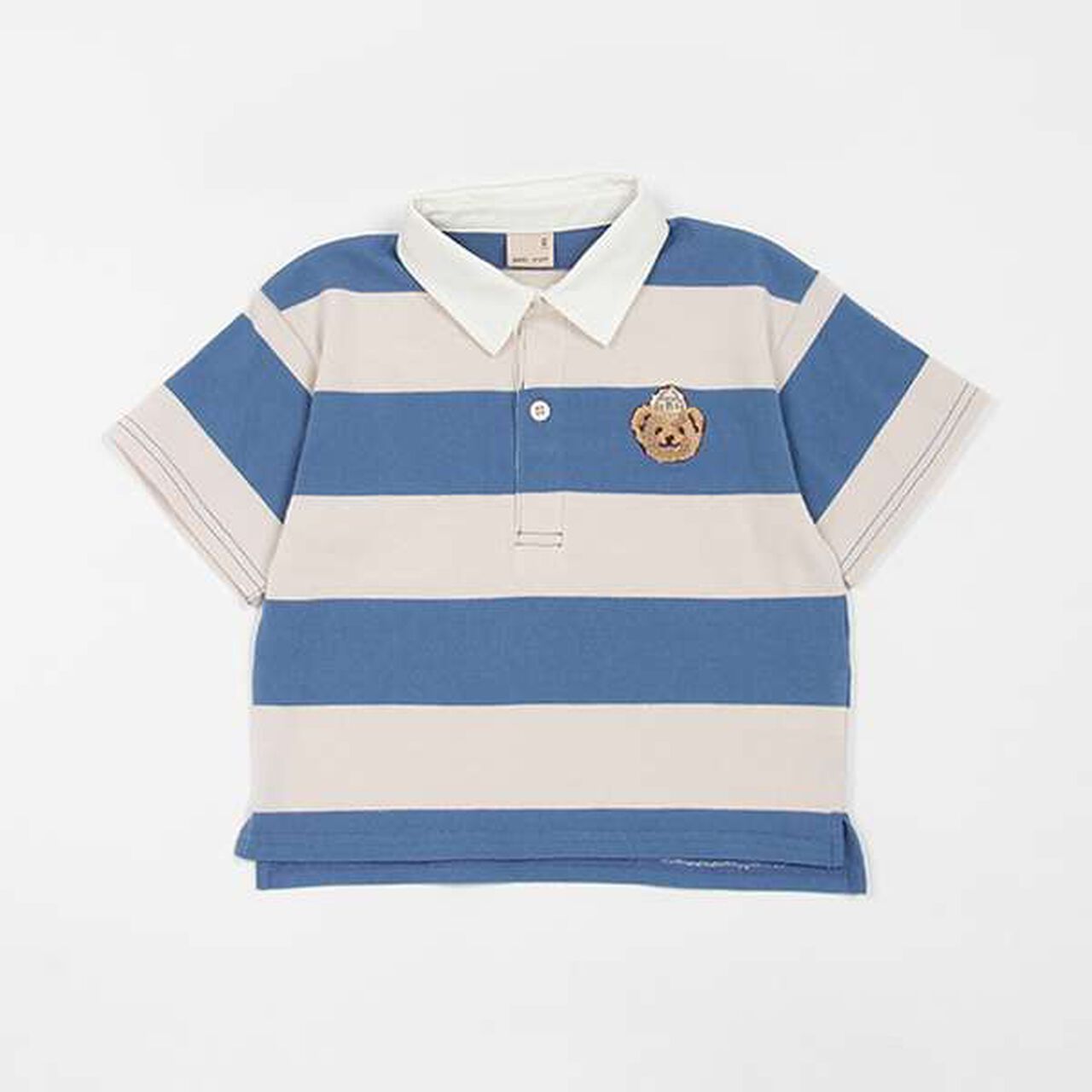 [Link] Wide Stripe Rugby Shirt (Kids),Moderate blue, large image number 0