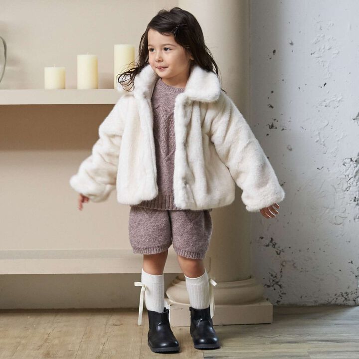 [Link] Faux Fur Jacket,Ivory, medium image number 5