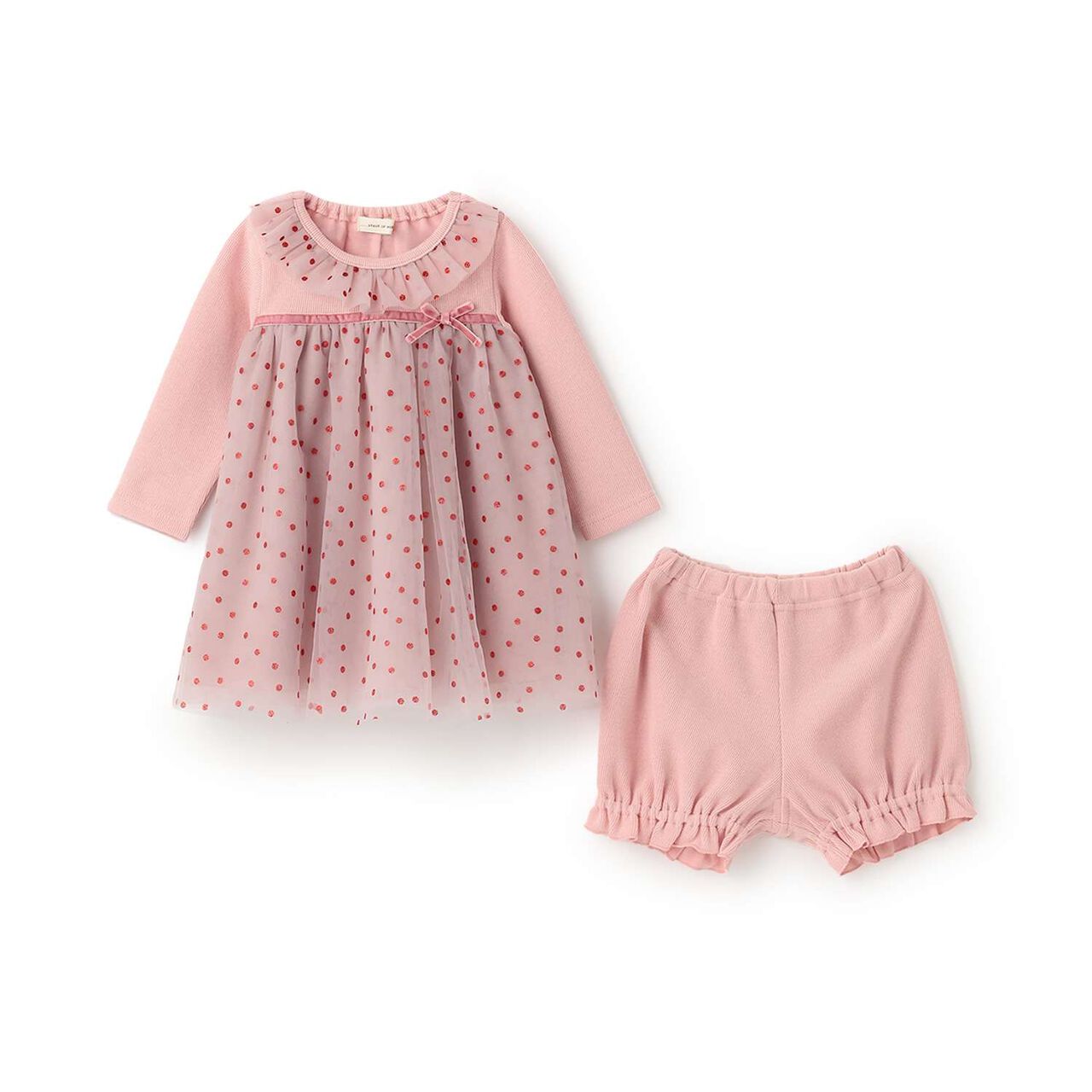 Sparkling Dot Baby Suit,Pearl white, large image number 2