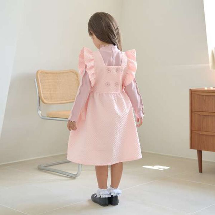 Frill Apron One-Piece Dress,Moss green, medium image number 19