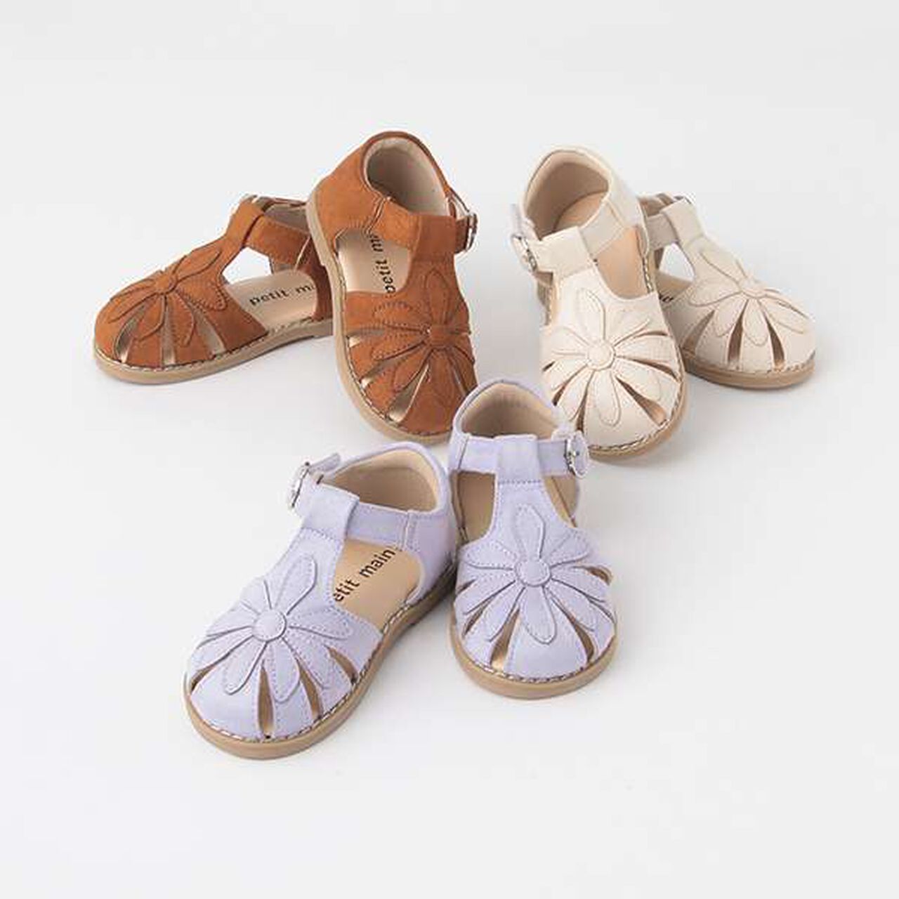 Suede Flower Sandals,Ivory, large image number 2