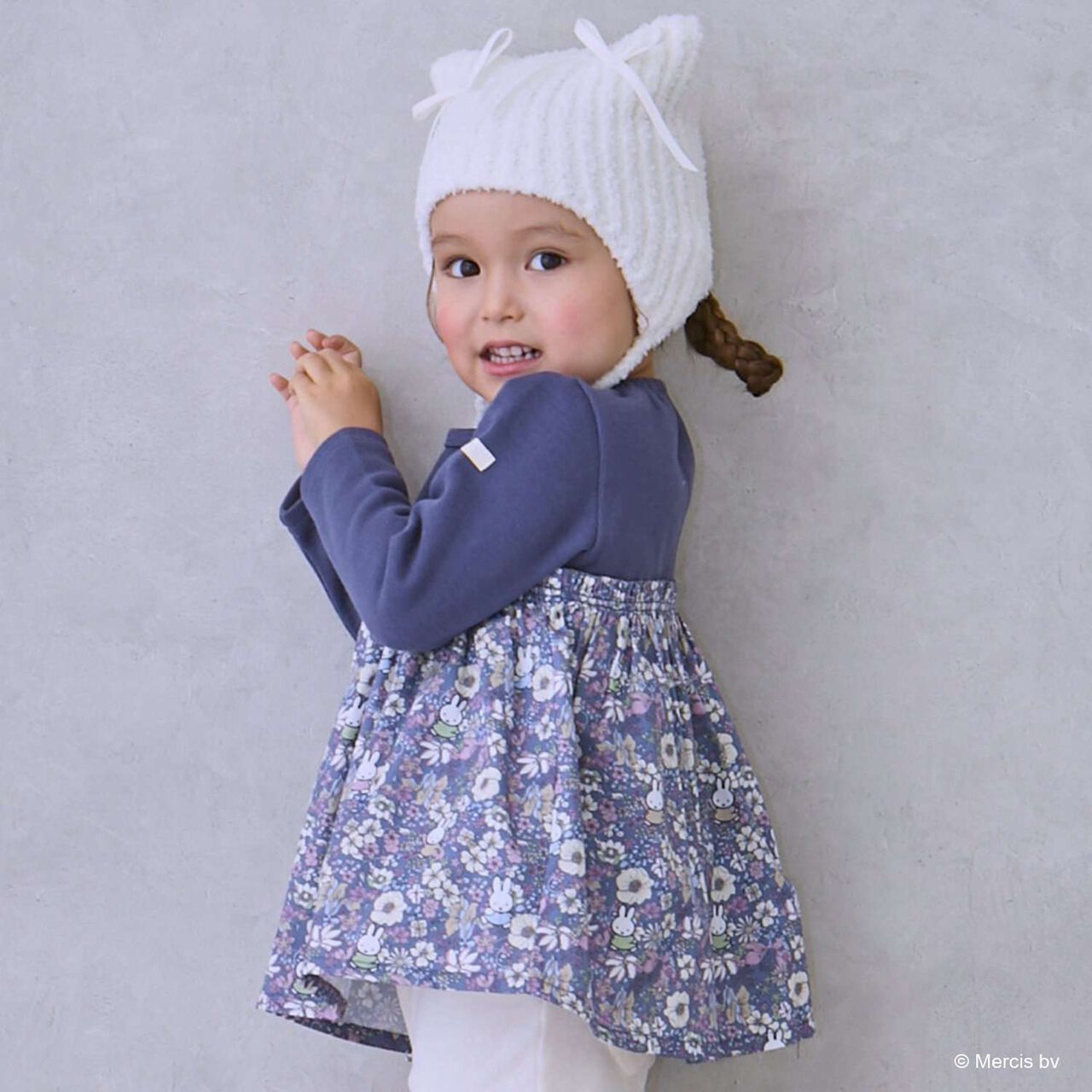 [Miffy] Floral Pattern Docking Tunic,Navy, large image number 1