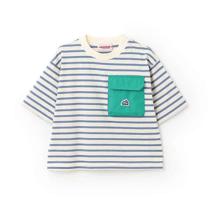 Stripe-Blocked Pocket Big T-Shirt,Green, medium image number 16