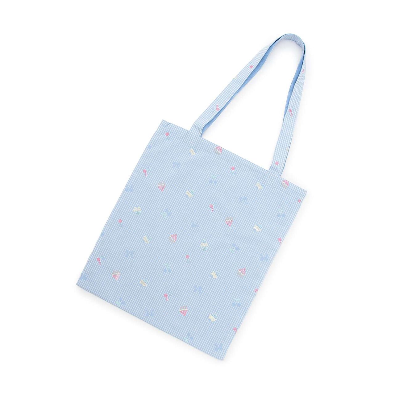 Gingham Foam Print Bag,Sax blue, large image number 1