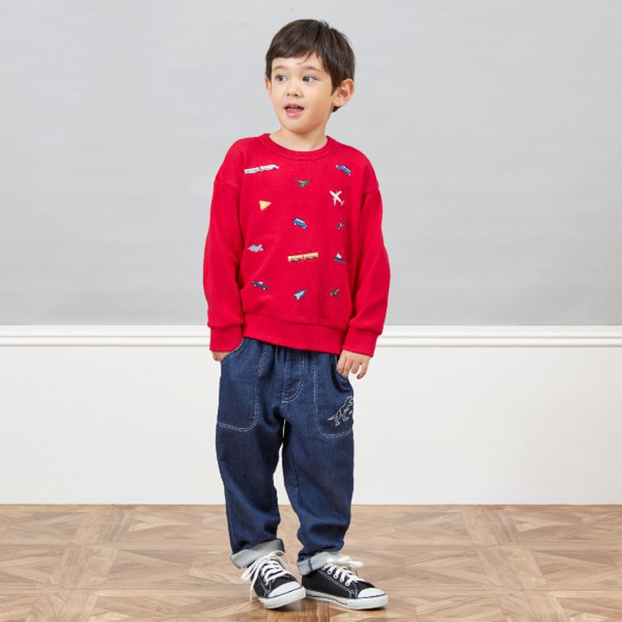 KPBOY Vehicle Dinosaur Embroidered Fleece Sweatshirt (80-150),Yellow, large image number 7