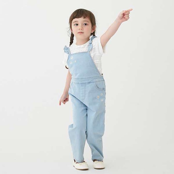 [Link] Flower Embroidery Overalls (Kids),Ivory, medium image number 8