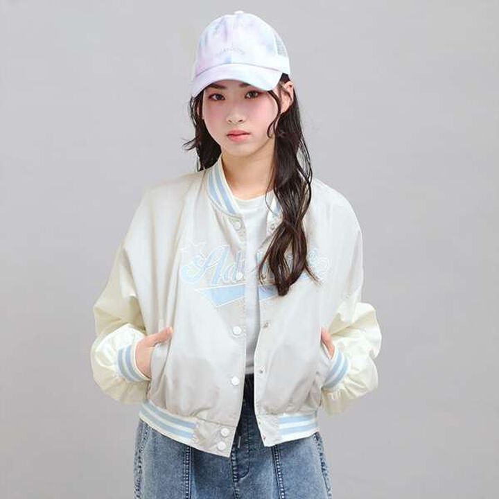 Cheer Logo Appliqu&eacute; Varsity Jacket,Gray, medium image number 0