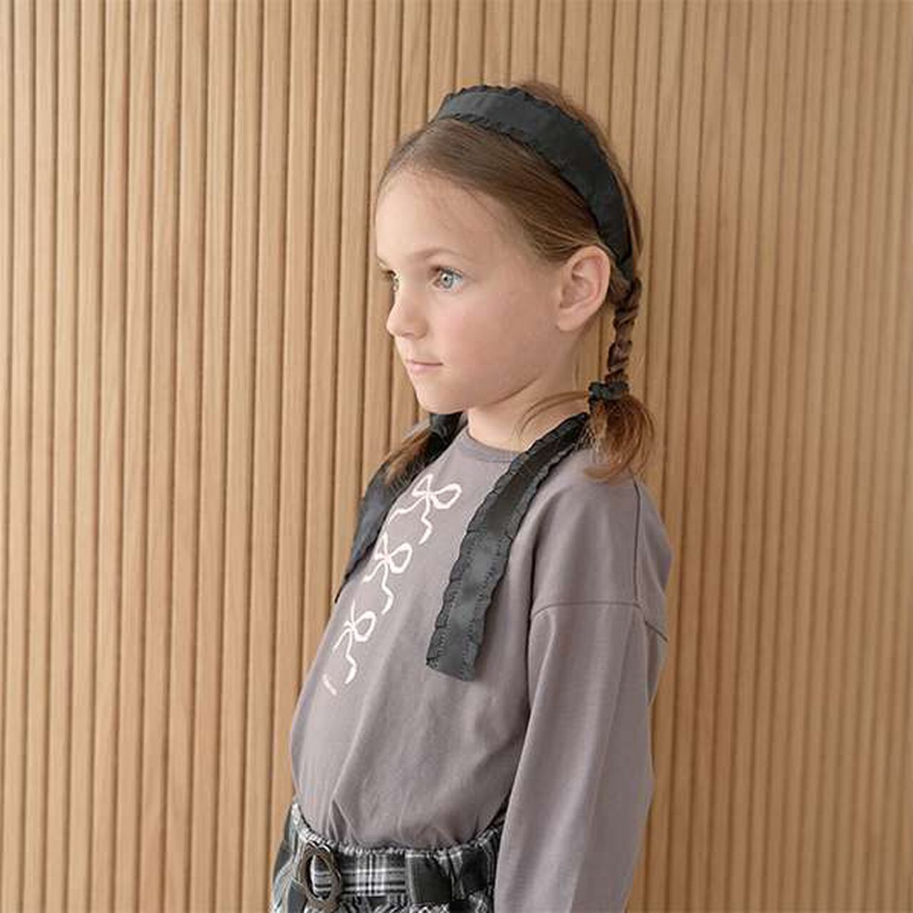 Frill Ribbon Tape Headband,Moss green, large image number 2