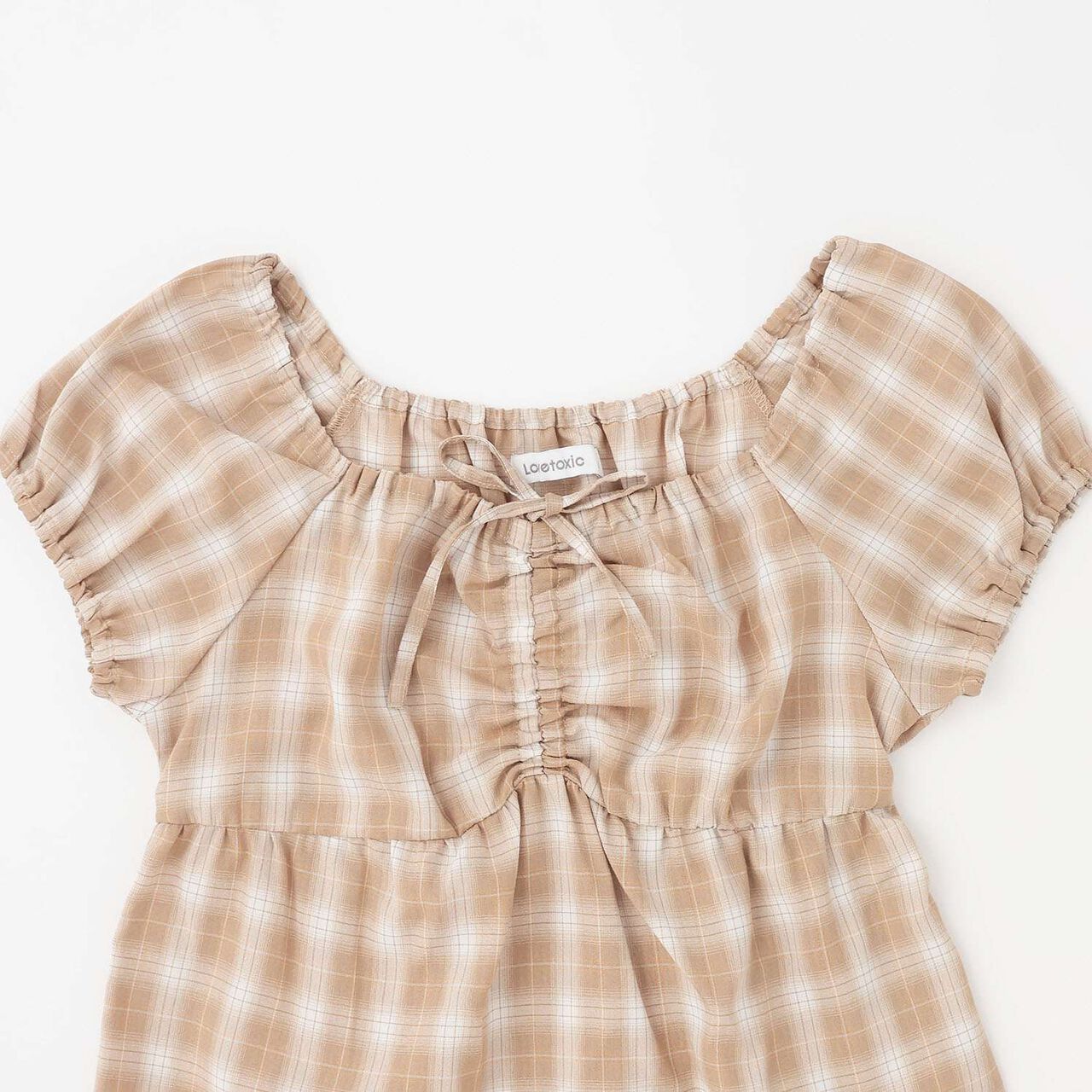 Gathered Checkered Tunic Dress,Orange, large image number 9